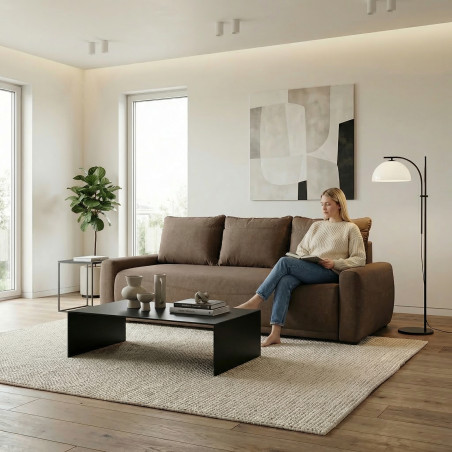 Canapea Extensibila Lea, 3 Locuri, Lada Depozitare, Maro, 225 Cm-01