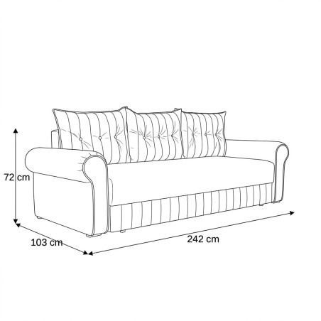 Canapea Extensibila Chic, 3 Locuri, Lada Depozitare, Verde, 242 Cm-01