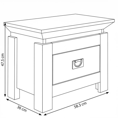 Noptiera Casablanca Loft Cu 1 Sertar Gri, 58.3 Cm-01