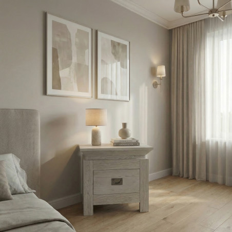 Noptiera Casablanca Loft Cu 1 Sertar Gri, 58.3 Cm-01