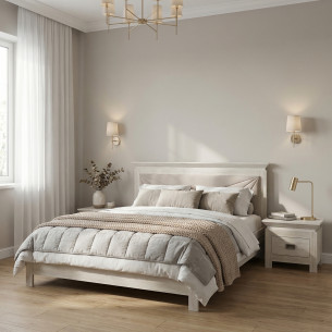 Pat Dormitor Casablanca Loft, Dimensiune Saltea 140 x 200 Cm, Cu Tablie Tapitata, Gri,