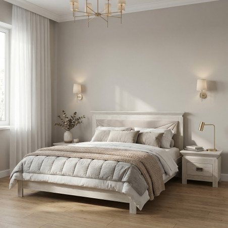 Pat Dormitor Casablanca Loft, Dimensiune Saltea 140 x 200 Cm, Cu Tablie Tapitata, Gri,-01