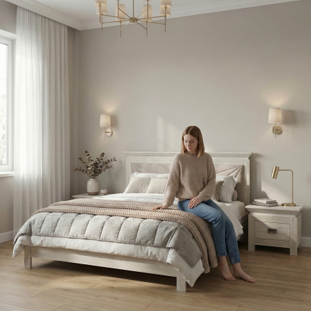 Pat Dormitor Casablanca Loft, Dimensiune Saltea 180 x 200 Cm, Cu Tablie Tapitata, Gri-01