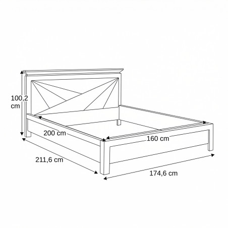 Set Dormitor Casablanca Loft, Pat Cu Dimensiune Saltea 160 X 200, Dulap De 150 Cm, 2 Noptiere-01
