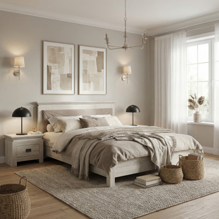 Set Dormitor Casablanca Loft, Pat Cu Dimensiune Saltea 180 X 200, Dulap De 150 Cm, 2 Noptiere-01