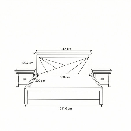 Set Dormitor Casablanca Loft, Pat Cu Dimensiune Saltea 180 X 200, Dulap De 150 Cm, 2 Noptiere-01