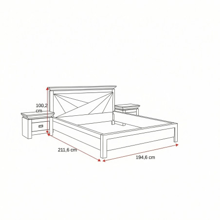 Set Dormitor Casablanca Loft, Pat Cu Dimensiune Saltea 180 X 200, Dulap De 210 Cm, 2 Noptiere-01