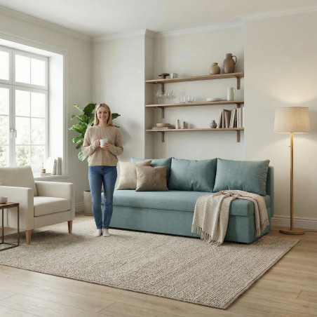 Canapea Extensibila Vario, Cu Lada Depozitare, 3 Locuri, Albastru, 80 x 191 x 98 Cm-01