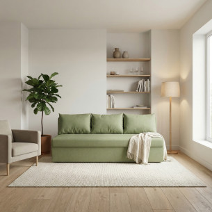 Canapea Extensibila Cu Lada Depozitare Vario, Verde, 191 x 98 x 80 Cm