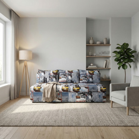 Canapea Extensibila Cu Lada Depozitare Vario Taxi Ny City, Multicolor, 191 x 98 x 80 Cm-01