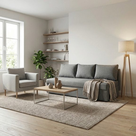 Canapea Extensibila Vario Cu Lada Gri Inchis, 191 x 98 x 80 Cm