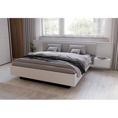 Pat Cu Noptiere Nakhla, Dimensiune saltea 180 x 200 Cm, Somiera Rabatabila-01