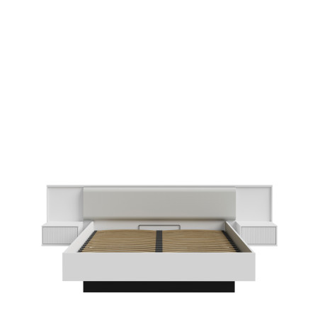 Pat Cu Noptiere Nakhla, Dimensiune saltea 180 x 200 Cm, Somiera Rabatabila-01