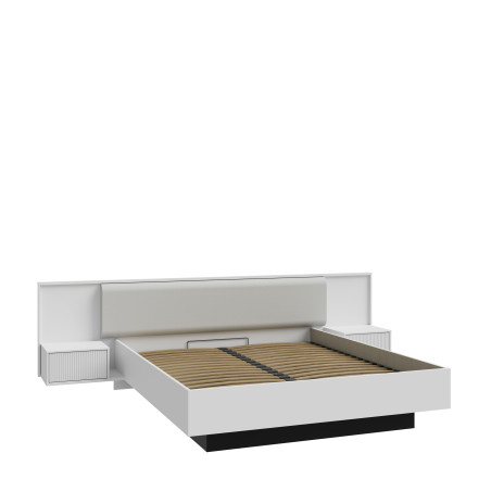 Pat Cu Noptiere Nakhla, Dimensiune saltea 180 x 200 Cm, Somiera Rabatabila-01