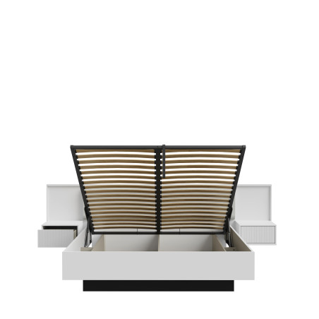 Pat Cu Noptiere Nakhla, Dimensiune saltea 180 x 200 Cm, Somiera Rabatabila-01