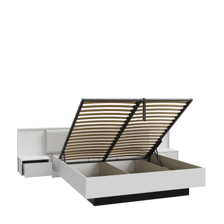 Pat Cu Noptiere Nakhla, Dimensiune saltea 180 x 200 Cm, Somiera Rabatabila-01