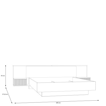 Pat Cu Noptiere Nakhla, Dimensiune saltea 180 x 200 Cm, Somiera Rabatabila-01