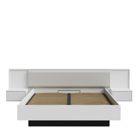 Pat Cu Noptiere Nakhla, Dimensiune saltea 180 x 200 Cm, Somiera Rabatabila-01