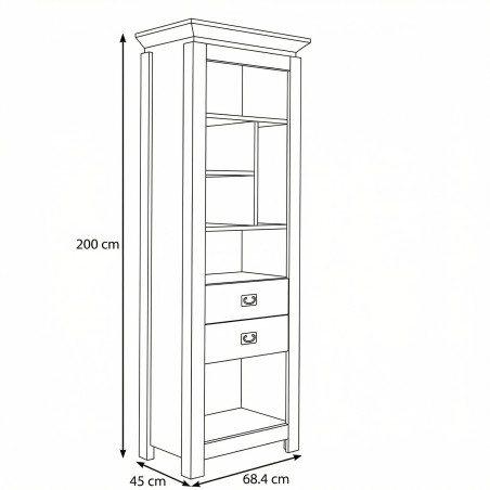 Biblioteca Casablanca Loft Cu 2 Sertare, 68.4 Cm-01