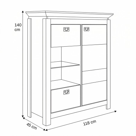 Comoda Bar Casablanca Loft Cu 2 Usi Si 1 Sertar, 118 Cm-01