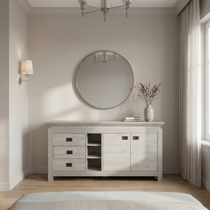 Comoda Casablanca Loft Cu 2 Usi Si 3 Sertare Gri Antic, 177 Cm