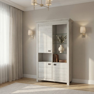 Vitrina Casablanca Loft Cu 3 Usi Gri Antic, 118 Cm