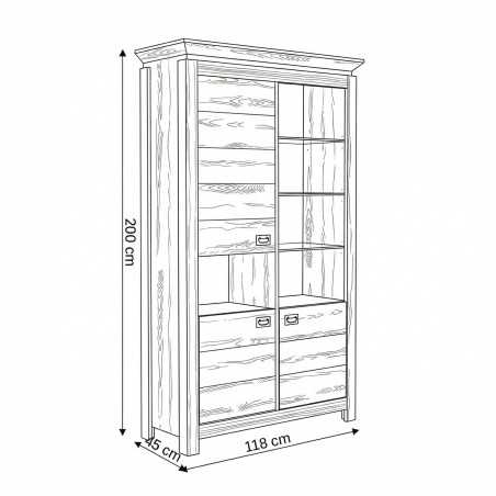 Vitrina Casablanca Loft Cu 3 Usi Gri Antic, 118 Cm-01