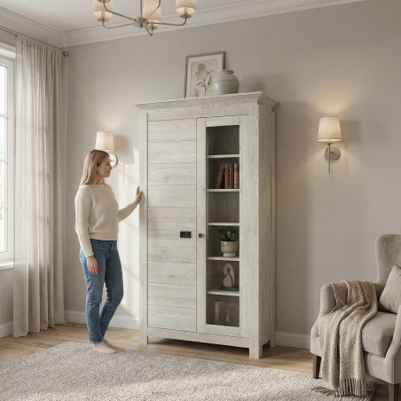 Vitrina Cu 2 Usi Casablanca Loft, Gri, 99 Cm-01