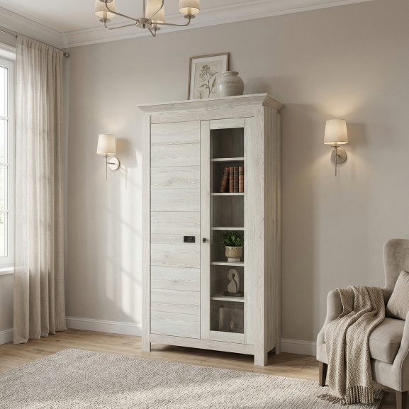 Vitrina Cu 2 Usi Casablanca Loft, Gri, 99 Cm