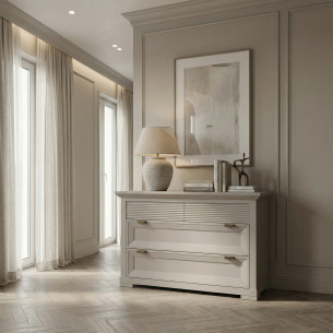 Comoda Cu 4 Sertare Verona Kashmir, Vopsit, Mobila Living, Inchidere Silentioasa, Sistem Push To Open, 125.8 cm