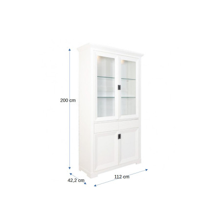 Vitrina Cu 4 Usi Si 1 Sertar Verona Bianco Alb, 112 Cm-01