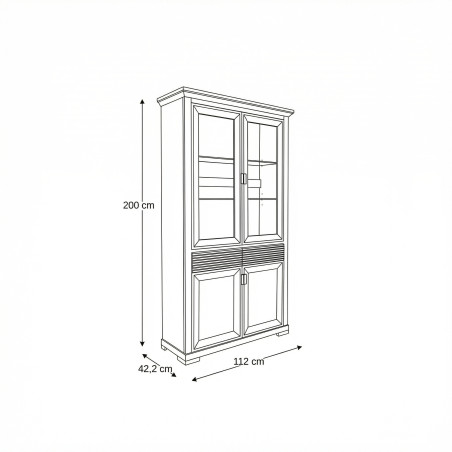 Vitrina Cu 4 Usi Si 1 Sertar Verona Kashmir, 112 Cm-01