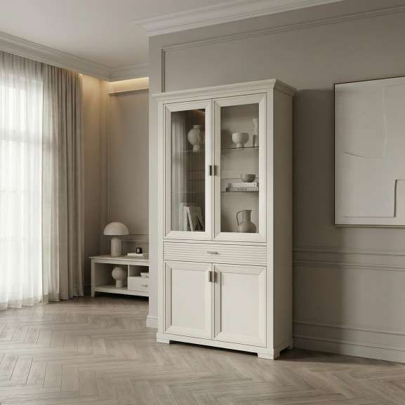 Vitrina Cu 4 Usi Si 1 Sertar Verona Kashmir, 112 Cm