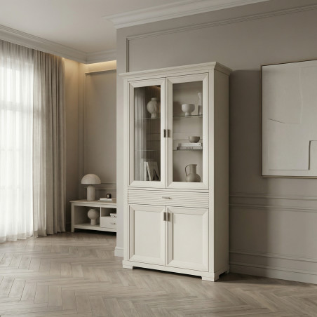 Vitrina Cu 4 Usi Si 1 Sertar Verona Kashmir, 112 Cm-01