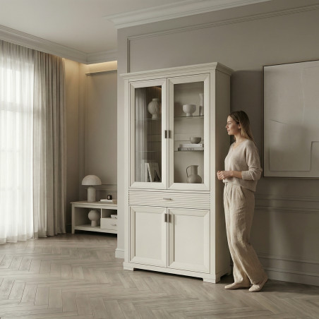 Vitrina Cu 4 Usi Si 1 Sertar Verona Kashmir, 112 Cm-01