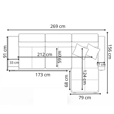 Coltar Extensibil Cu Insula Ventotene, 5 Locuri, Lada Depozitare, Gri, 269 Cm-01
