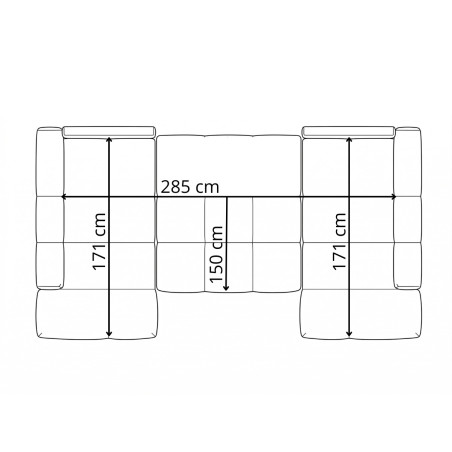 Coltar U Extensibil Luna, 6 Locuri, Onyx 1, 330 Cm-01