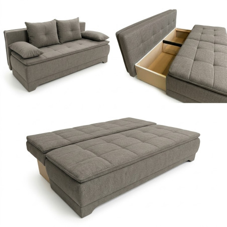 Canapea Extensibila Aurora, 3 Locuri, Lada Depozitare, Storm 08, 202 Cm-01