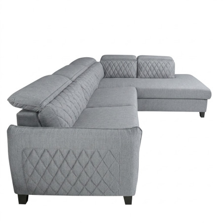 Coltar Extensibil Cu Otoman Dreapta Tiago, 5 Locuri, Tetiere Reglabile, Gri, 255 Cm-01