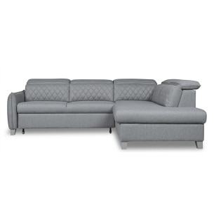 Coltar Extensibil Cu Otoman Dreapta Tiago, 5 Locuri, Tetiere Reglabile, Gri, 255 Cm