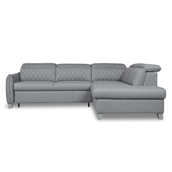 Coltar Extensibil Cu Otoman Dreapta Tiago, 5 Locuri, Tetiere Reglabile, Gri, 255 Cm