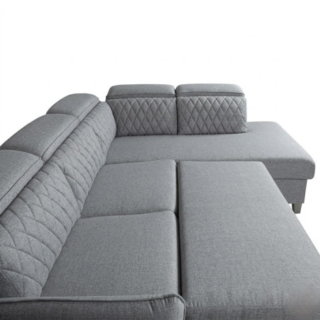 Coltar Extensibil Cu Otoman Dreapta Tiago, 5 Locuri, Tetiere Reglabile, Gri, 255 Cm-01