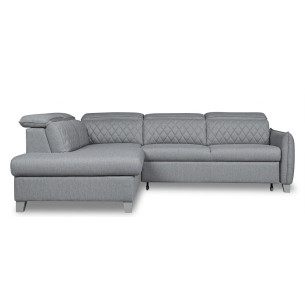 Coltar Extensibil Cu Otoman Stanga Tiago, 5 Locuri, Tetiere Reglabile, Gri, 255 Cm