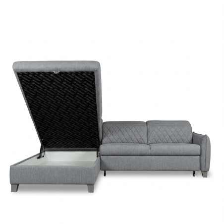 Coltar Extensibil Cu Otoman Stanga Cu Lada Tiago, 5 Locuri, Tetiere Reglabile, Albastru, 255 Cm MONOLITH84-01