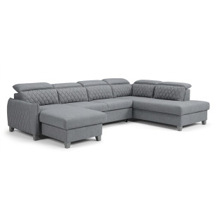 Coltar U Extensibil Cu Lada Tiago, Dreapta, 6 Locuri, Tetiere Reglabile, Gri 330 Cm