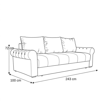 Canapea Extensibila Trendy, 3 Locuri, Lada Depozitare, Gri Inchis, 243 Cm-01