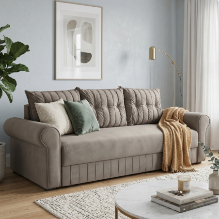 Canapea Extensibila Chic, 3 Locuri, Lada Depozitare, Bej, 242 Cm-01