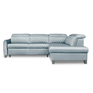 Coltar Extensibil Cu Otoman Dreapta Tiago, 5 Locuri, Tetiere Reglabile, Gri, 255 Cm