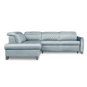 Coltar Extensibil Cu Otoman Stanga Tiago, 5 Locuri, Tetiere Reglabile, Gri, 255 Cm