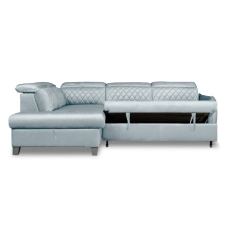 Coltar Extensibil Cu Otoman Stanga Cu Lada Tiago, 5 Locuri, Tetiere Reglabile, Gri, 255 Cm-01